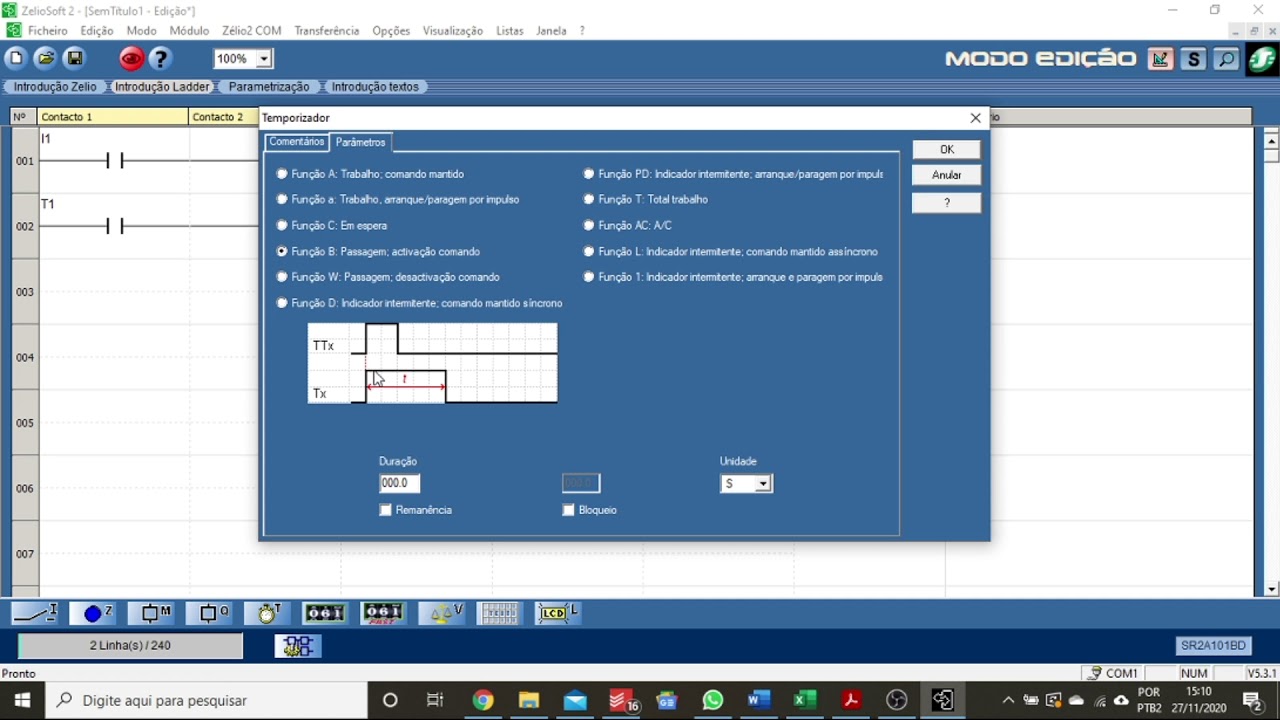 Temporizador de Pulso TP - Zelio Soft 2