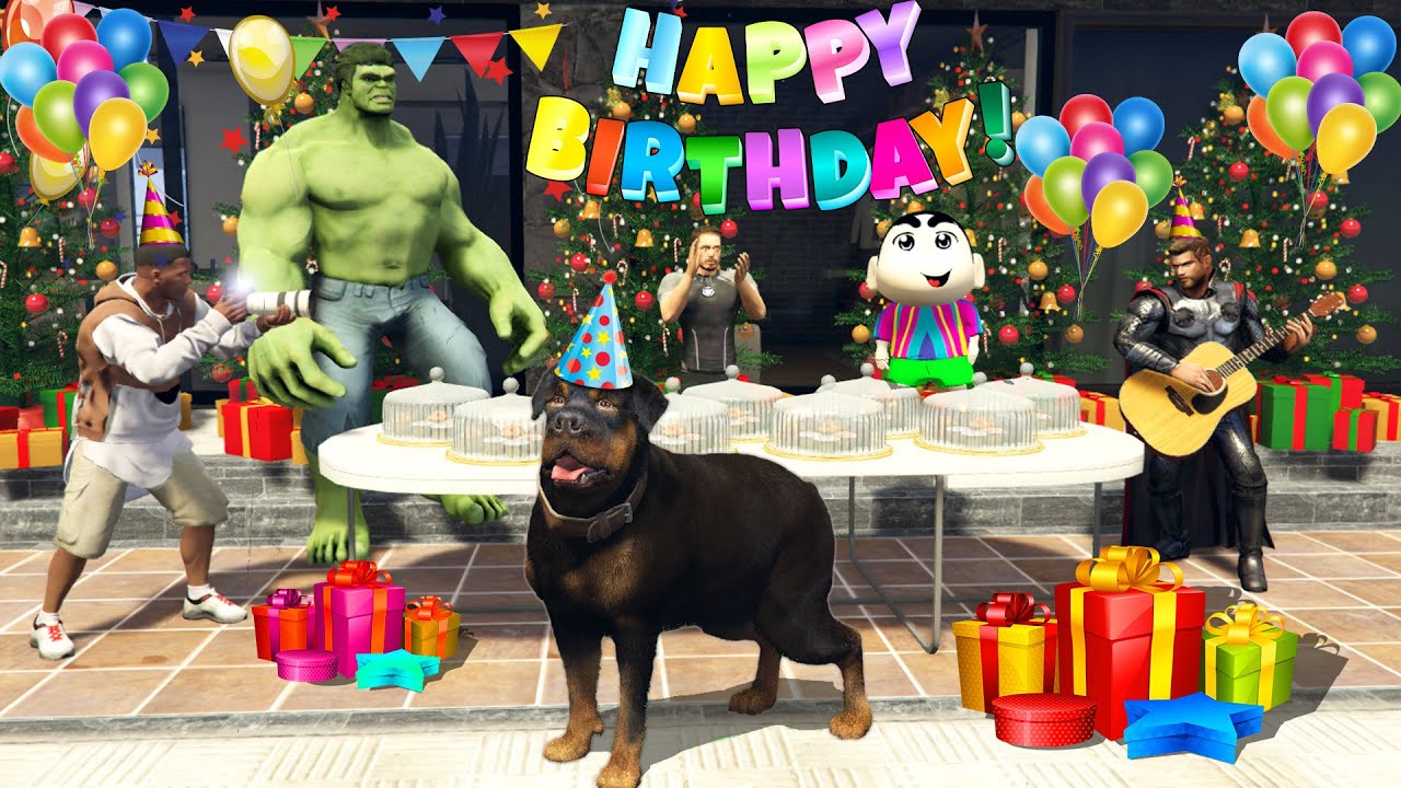 CHOP Birthday Celebration in GTA 5 | Franklin Celebrating Chop Birthday GTA 5 AVENGERS