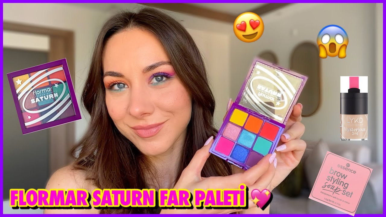 FLORMAR'IN YENİ SATURN FAR PALETİNİ DENEDİM 💖  | FARKLI ÜRÜNLERLE RENKLİ MAKYAJ ✨