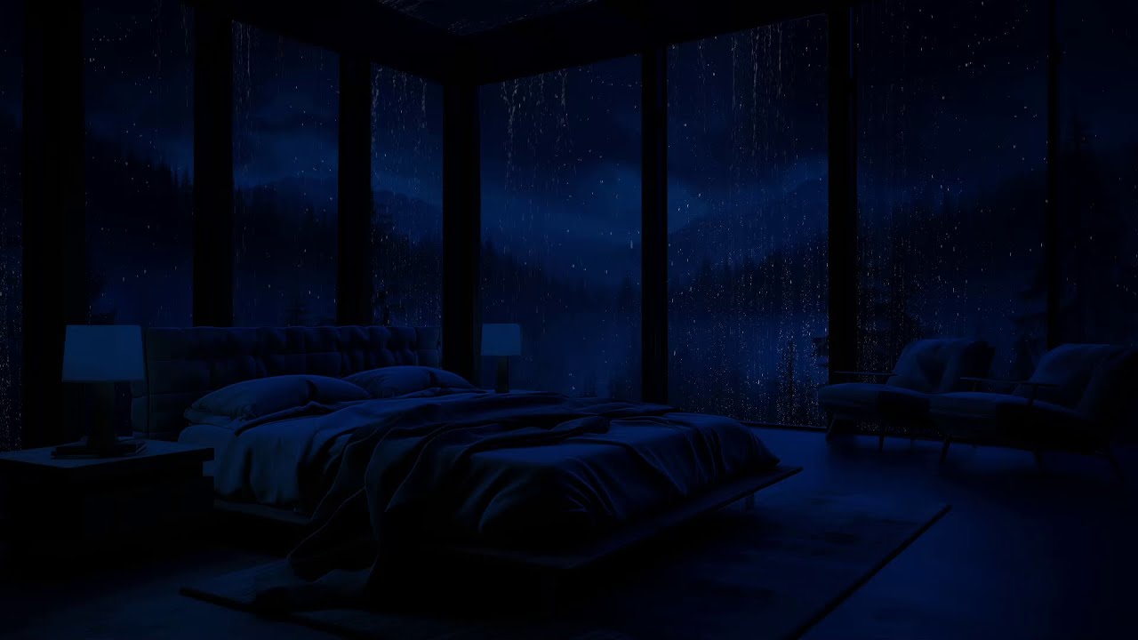 Entspannen und abschalten: Mitternachtsregen mit dunkler Schlafzimmeratmosphäre 💤🌧️