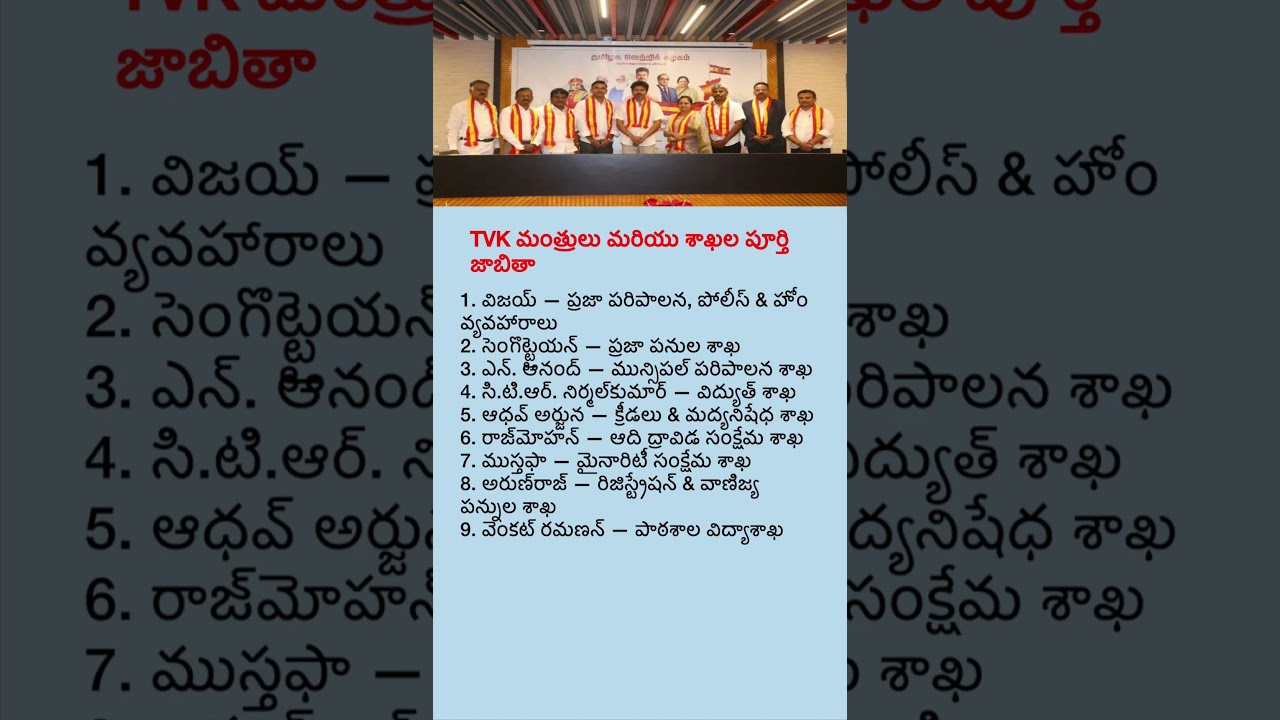 Full List of TVK Ministers and Departments Revealed