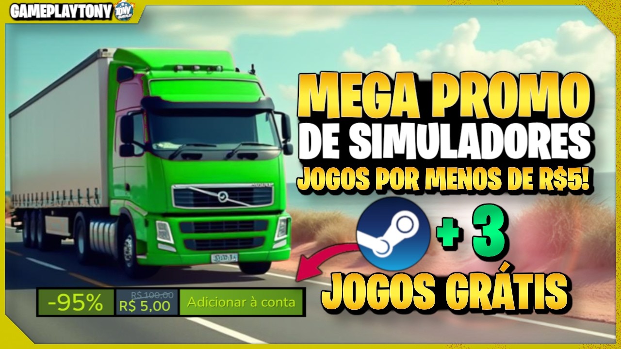 3 jogos gr&aacute;tis e + MEGA Promo&ccedil;&atilde;o da Simuladores e jogos da SONY na Steam Jogos por menos de 5 reais.