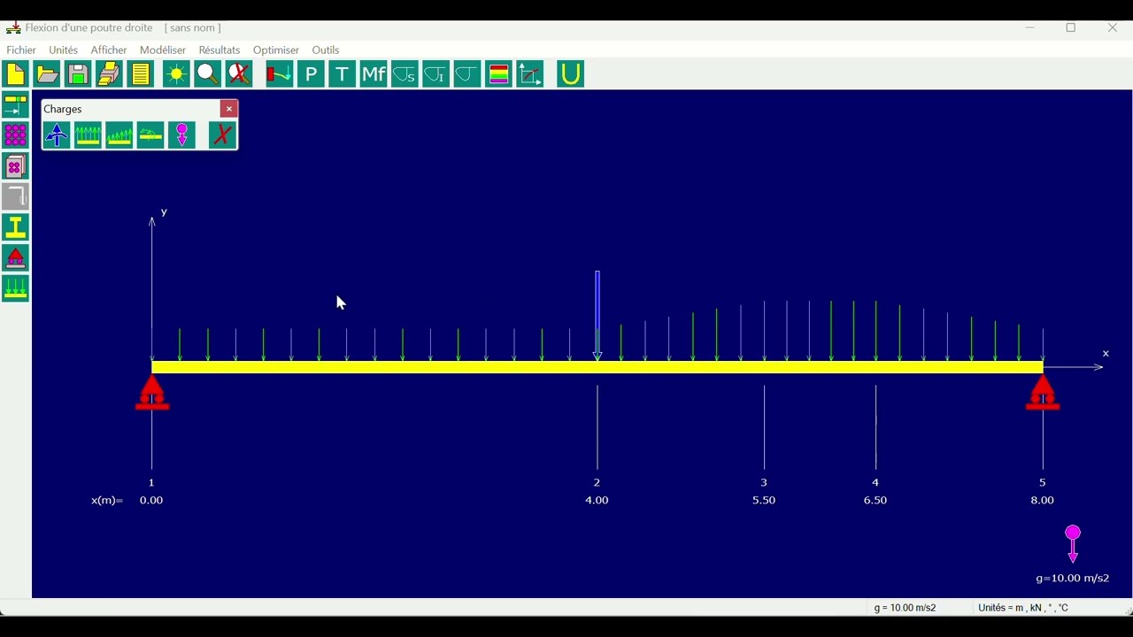 Explication détaillée sur logiciel RDM7 flexion simple d'une poutre