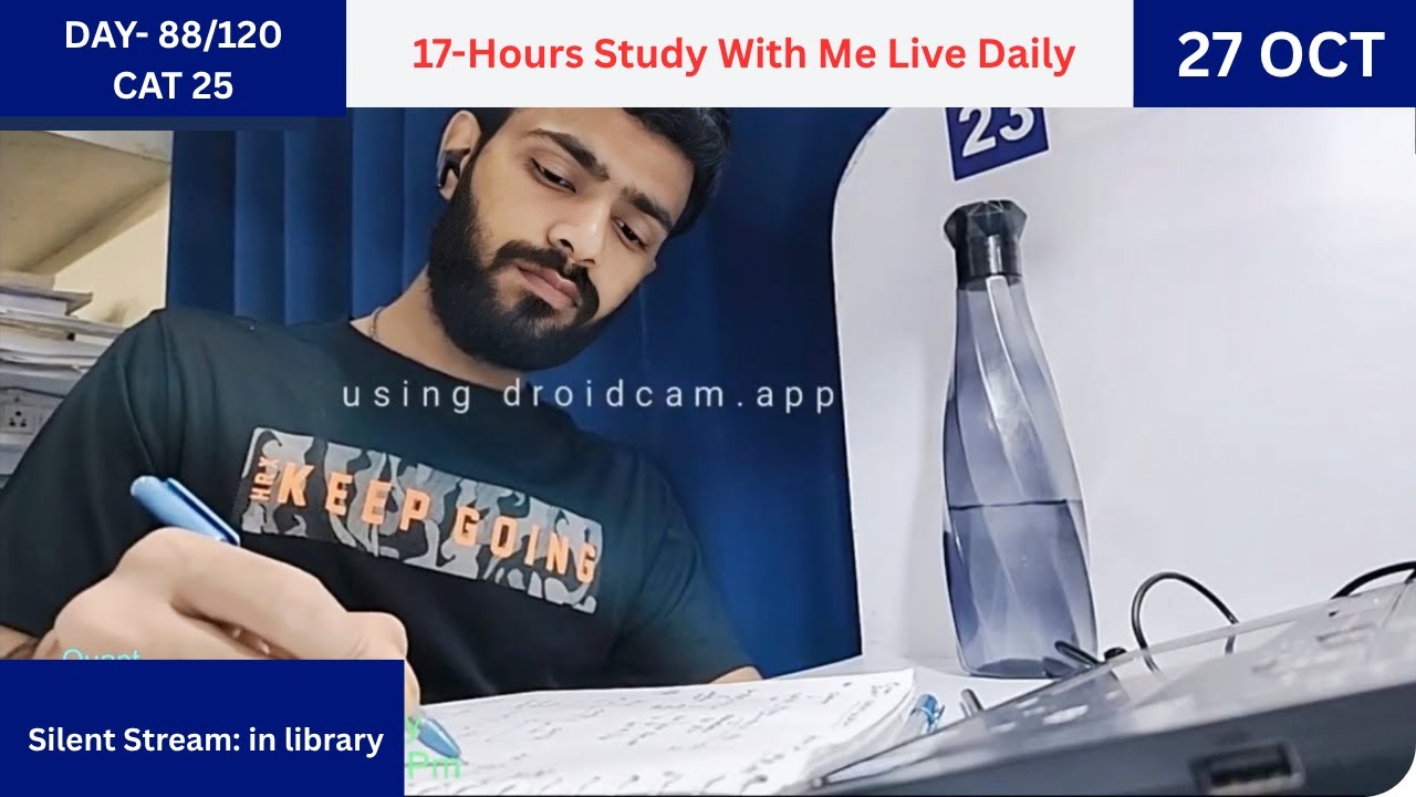 Day 88  of Cracking CAT in 120 Days 📚 | 15-Hour Study With Me | Library Vibes | Let's Begin! 💪