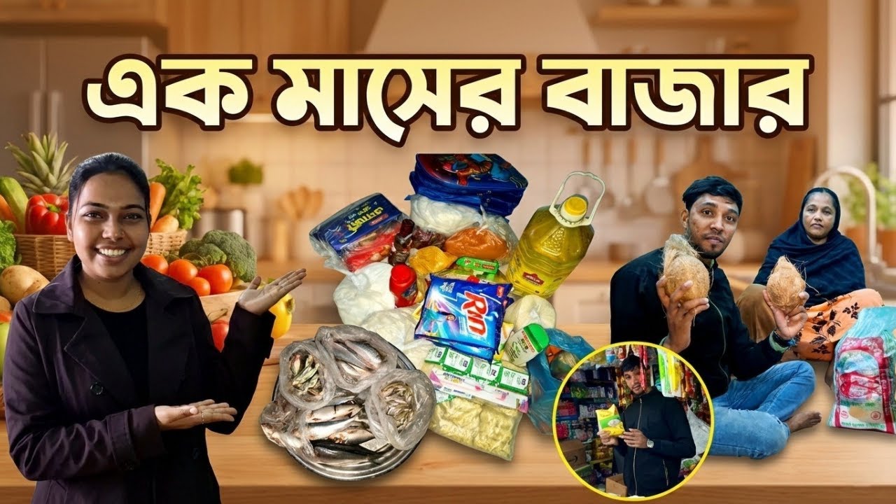 এক মাসের বাজার একদিনে করলাম, 🛒 সংসারের পুরো বাজার একসাথে 🐟🥥 | Shahin & Jannat Vlog