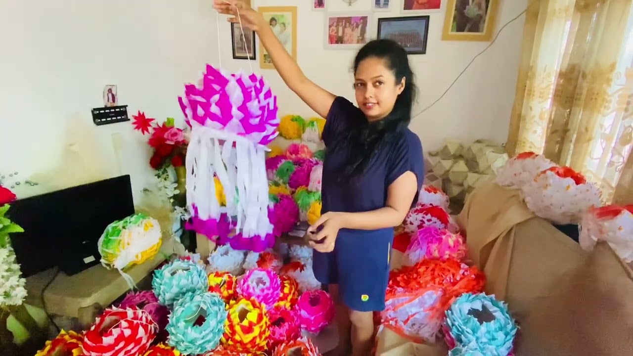 වෙසක් එකට හදපු අරුම පුදුම කූඩුව...| Vesak Lantern | vlog 01