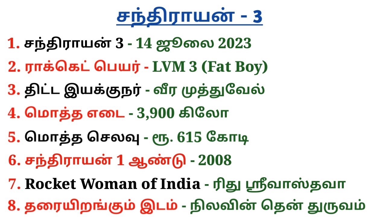 Chandrayaan 3 gk questions | ISRO | Current Affairs 2023 | சந்திராயன் 3 | 5 Second gk