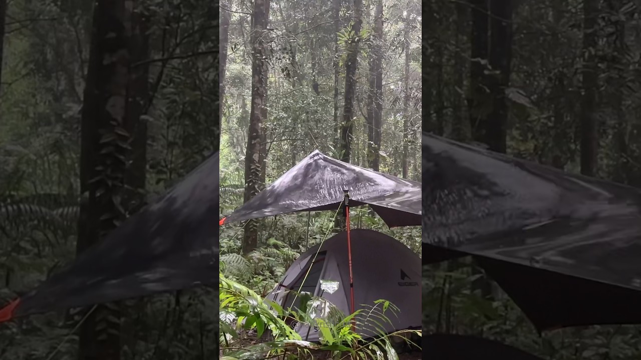 NOT SOLO CAMPING IN HEAVY RAIN STORM #shorts