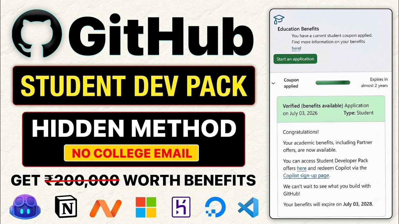 GitHub Student Developer Pack Apply FREE ( Legal Method 2026 ) | Get Copilot Pro, Domains, Notion Ai