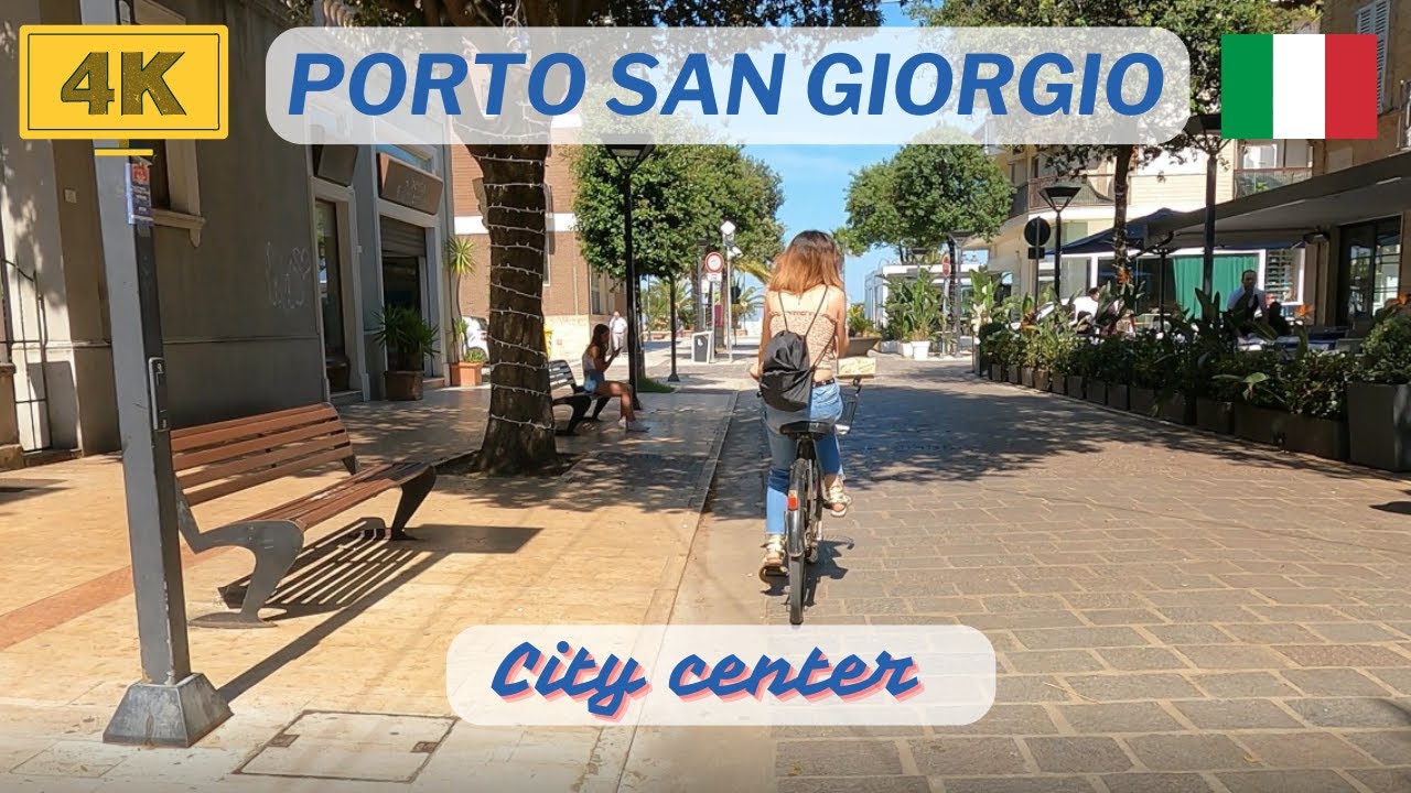 Porto San Giorgio city center walk tour, Marche region Italy, walking tour 4k italy, real city life