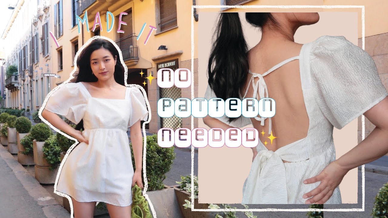 DIY open-back BABYDOLL dress *beginner friendly*// NO PATTERN NEEDED//CECILIE BAHNSEN inspired