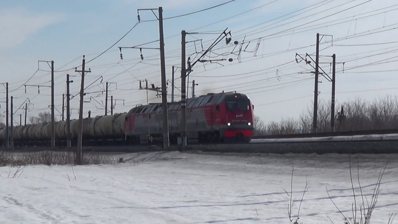 2ТЭ25КМ-0378 с грузовым поездом, перегон Агрыз - Ижбобья