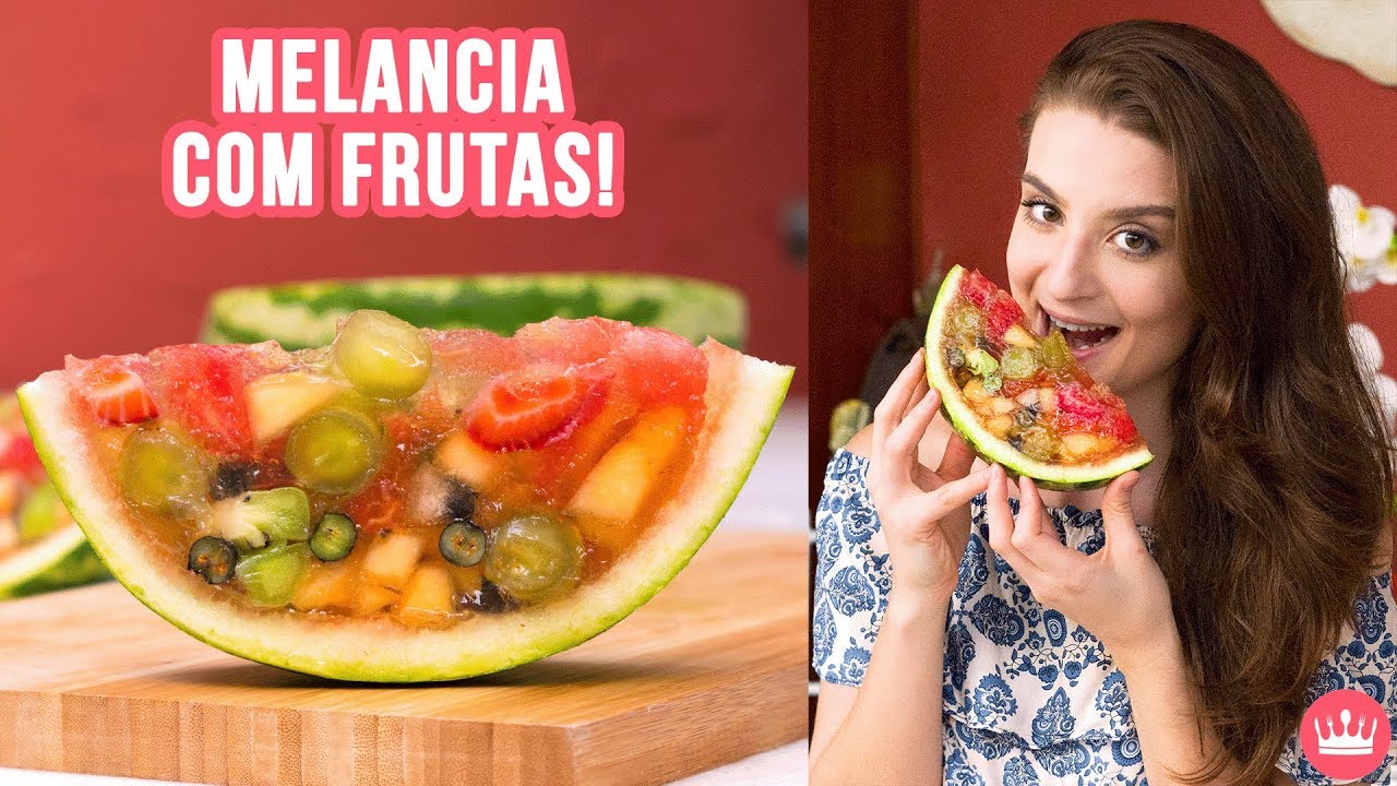 MELANCIA COM GELATINA DE FRUTAS DENTRO! (super refrescante!) | Cozinha do Bom Gosto | Gabi Rossi