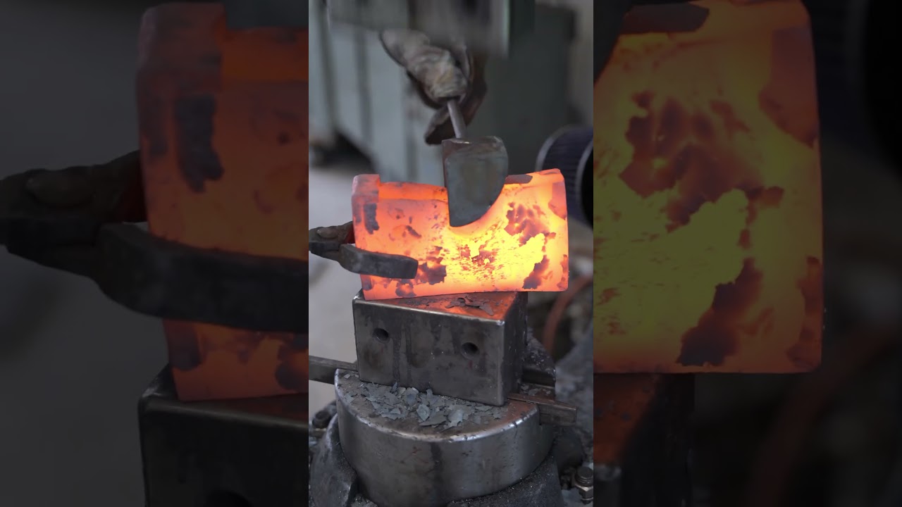 Forging an axe with a steeled poll  #blacksmith #forging #axe
