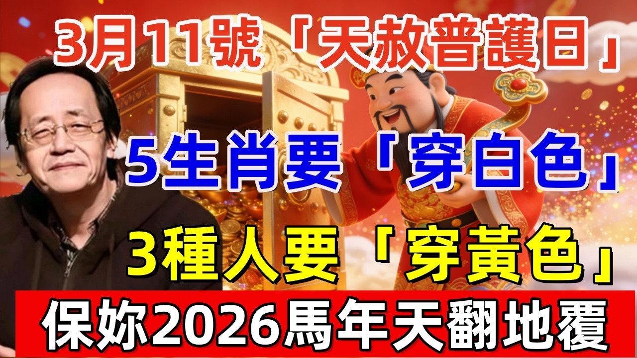 3月11號，正月二十三，「天赦普護日」，5生肖要「穿白色」，3種人要「穿黃色」，菩薩保妳2026馬年天翻地覆！#佛缘#风水  #佛教 #命理 #横财 #易经 #佛法 #佛陀 #佛學#运势 #因果#偏财