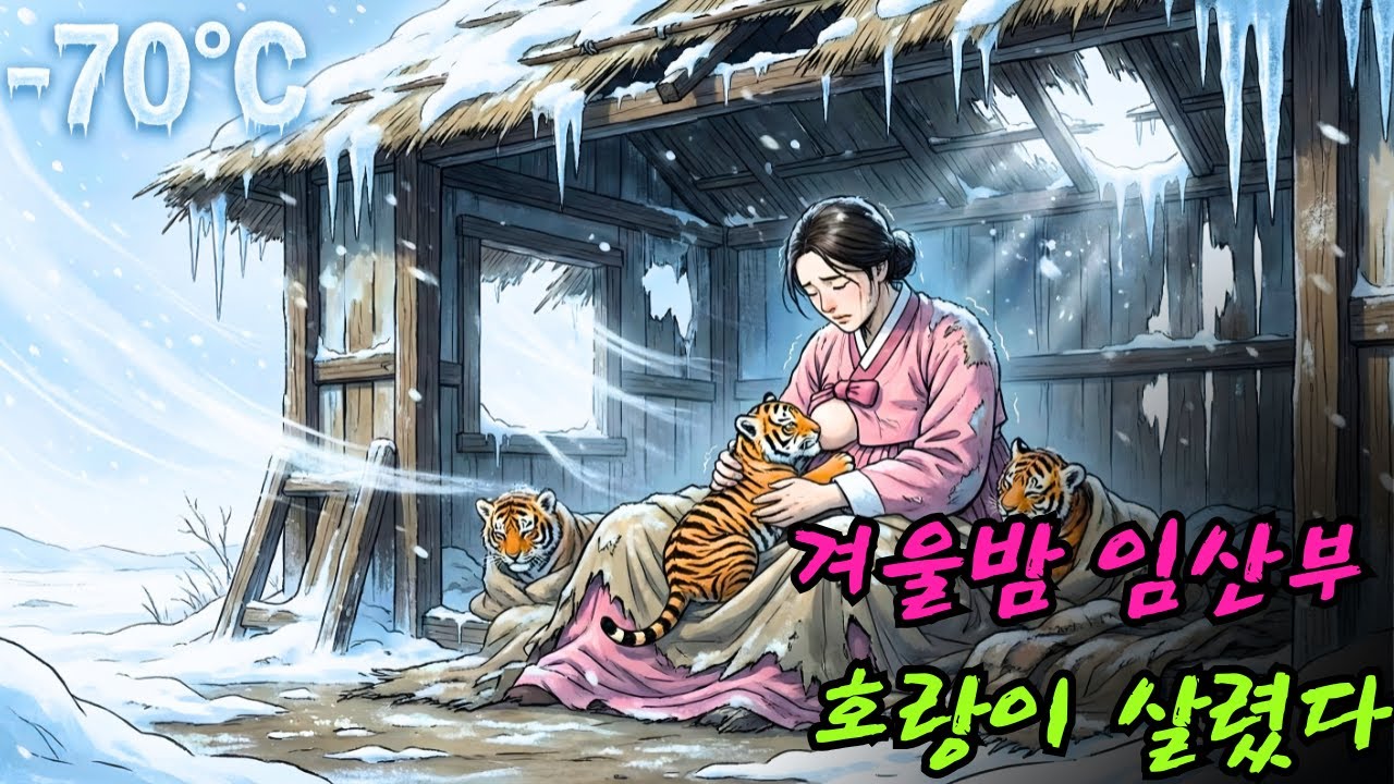 꽁꽁 얼어붙는 겨울밤, 한 임산부가 새끼 호랑이를 살리기 위해 우유를 먹였다.|민담 |전설 |설화 |옛날이야기 |오디오북