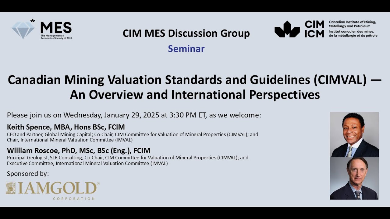 CIM MES Discussion Group,  featuring Keith Spence and Dr William Roscoe, Jan 29, 2025