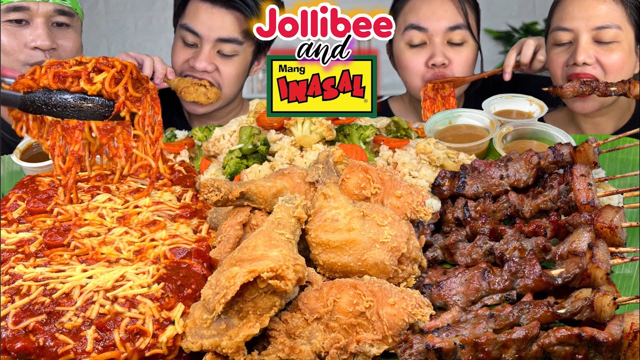Jollibee & Mang Inasal MUKBANG Bucket Chicken Joy, Family Pan Spaghetti, Bbq  Inasal PINOY MUKBANG