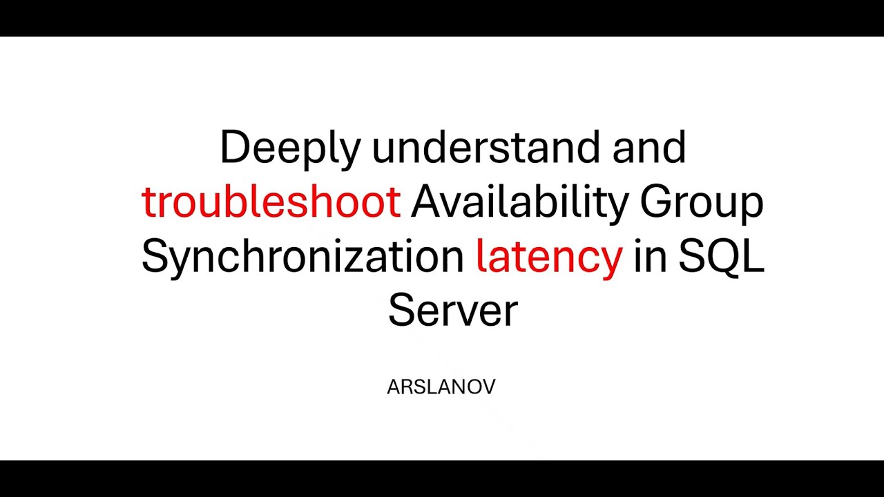 Understand and troubleshoot latency in AG synchronization in SQL Server
