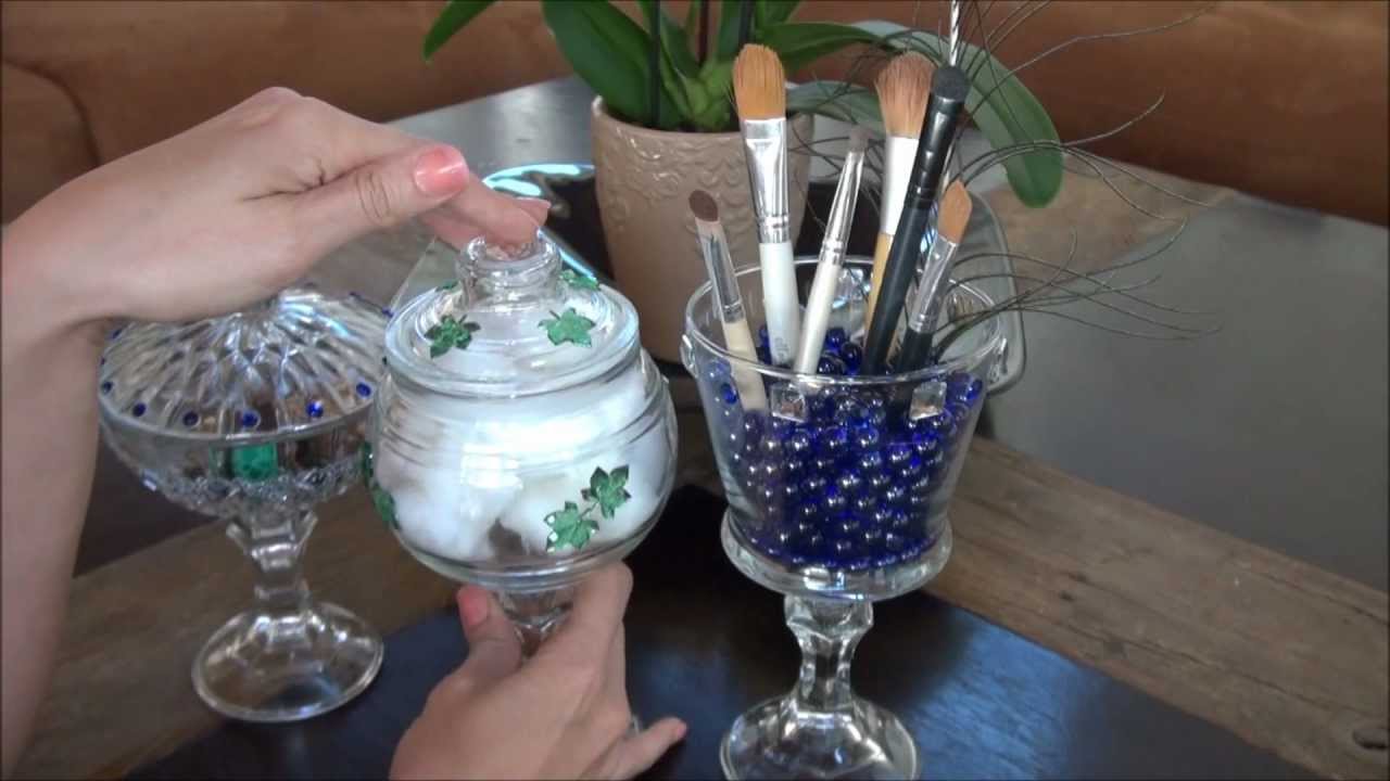 DIY Decorative Glass Container - Makeup Brush Holder & Jewelry dish