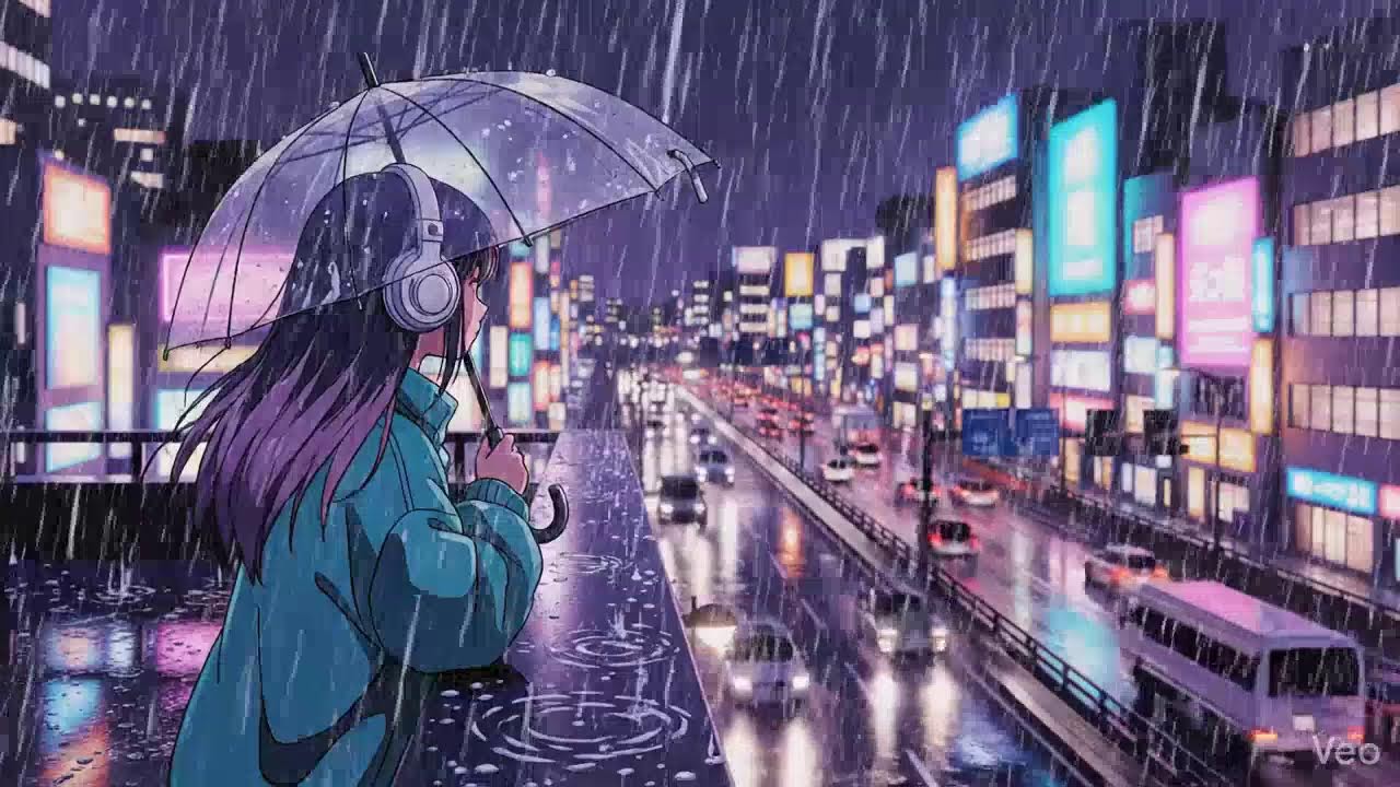 Rainy Night ASMR 🌧️ Neon Japan Lofi Chillhop