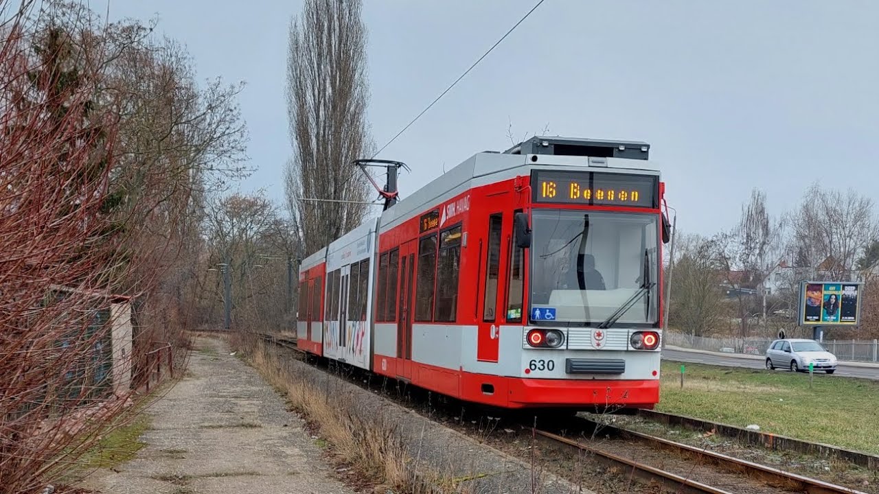 Tram Halle (S) | Mitfahrt auf der Kompl. 16 Von Beesen bis Reileck im MGT6 630