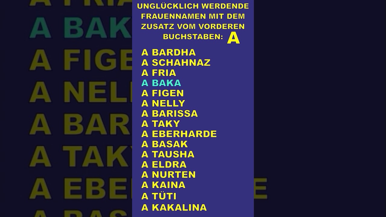 Frauennamen mit dem Zusatz vom vorderen Buchstaben A #creative #meme #reel #wortspiel #design