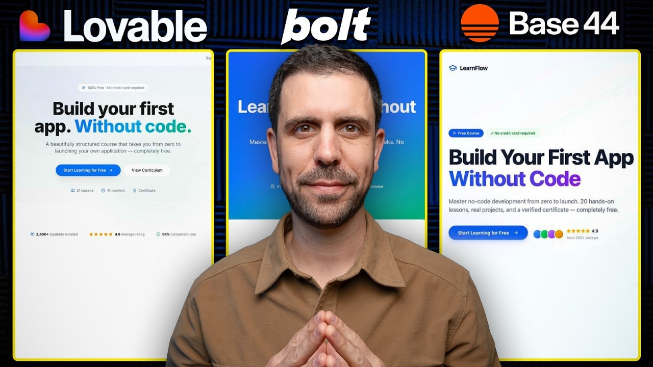 Я разработал ОДНО И ТО ЖЕ приложение в Lovable, Base44 и Bolt: какой из них лучше?