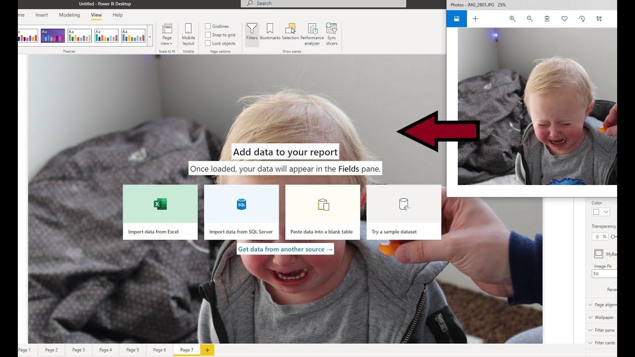 Power Bi : Set image as permanent background for all pages