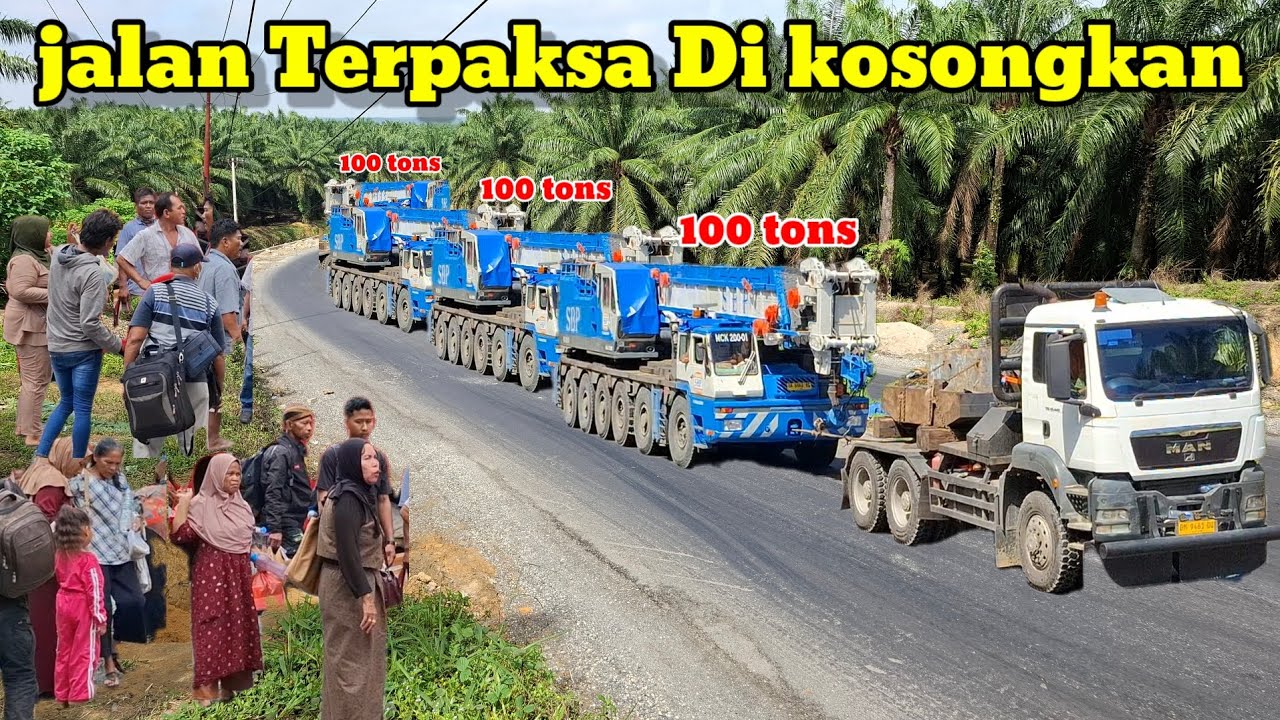 Detik - Detik Truck MAN Menarik Kren Raksasa Berat 100 tons Melintas Di Bukit Kodok