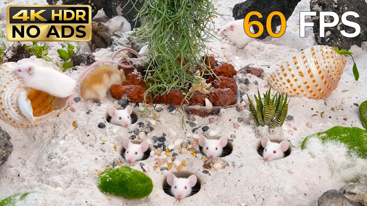 [NO ADS, NO AI] CAT TV 😺 Hamster Shell Climbers & Five-Way Mouse Pop-up Challenge 🐹 4K HDR 60FPS