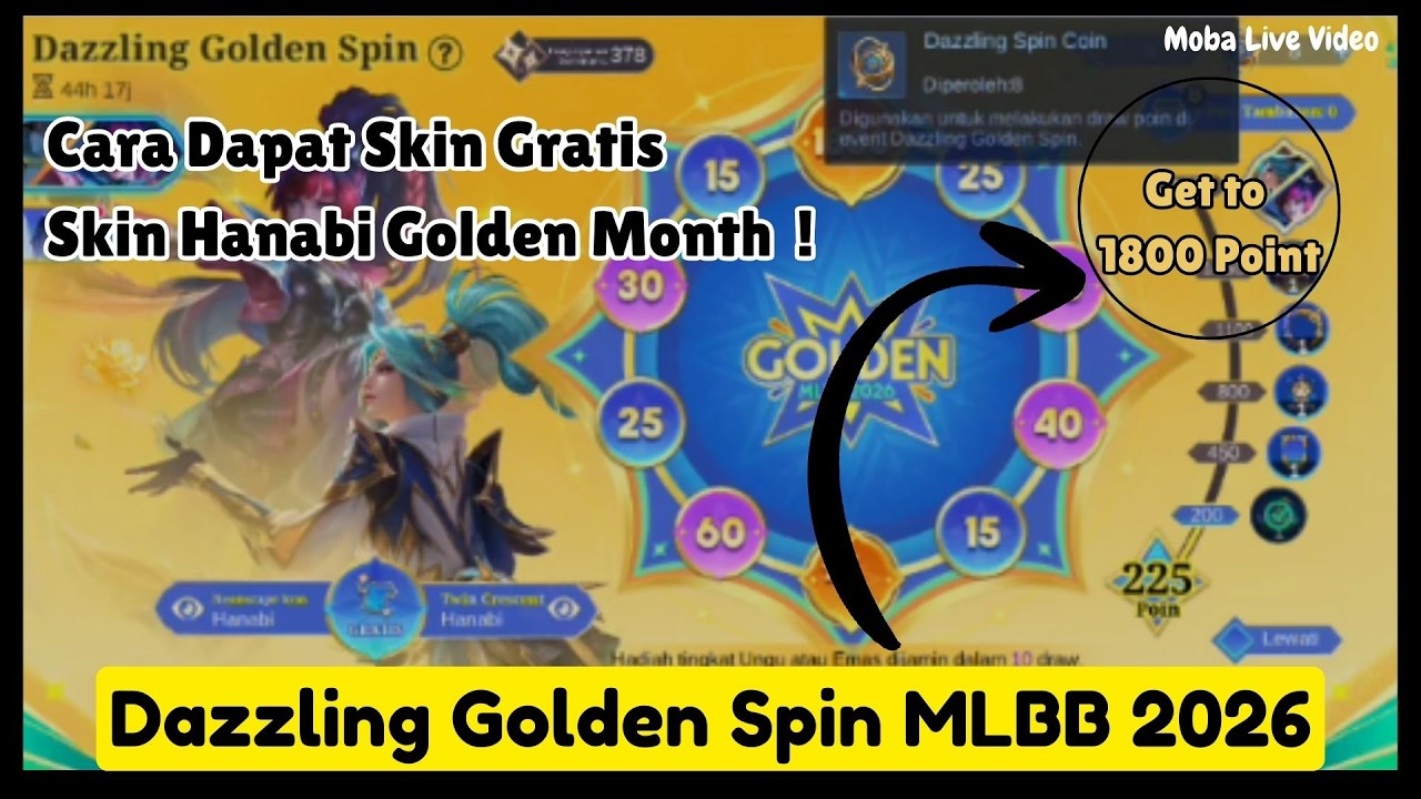 CARA DAPATKAN SKIN HANABI GOLDEN MONTH GRATIS DI EVENT DAZZLING GOLDEN SPIN MLBB 2026 !