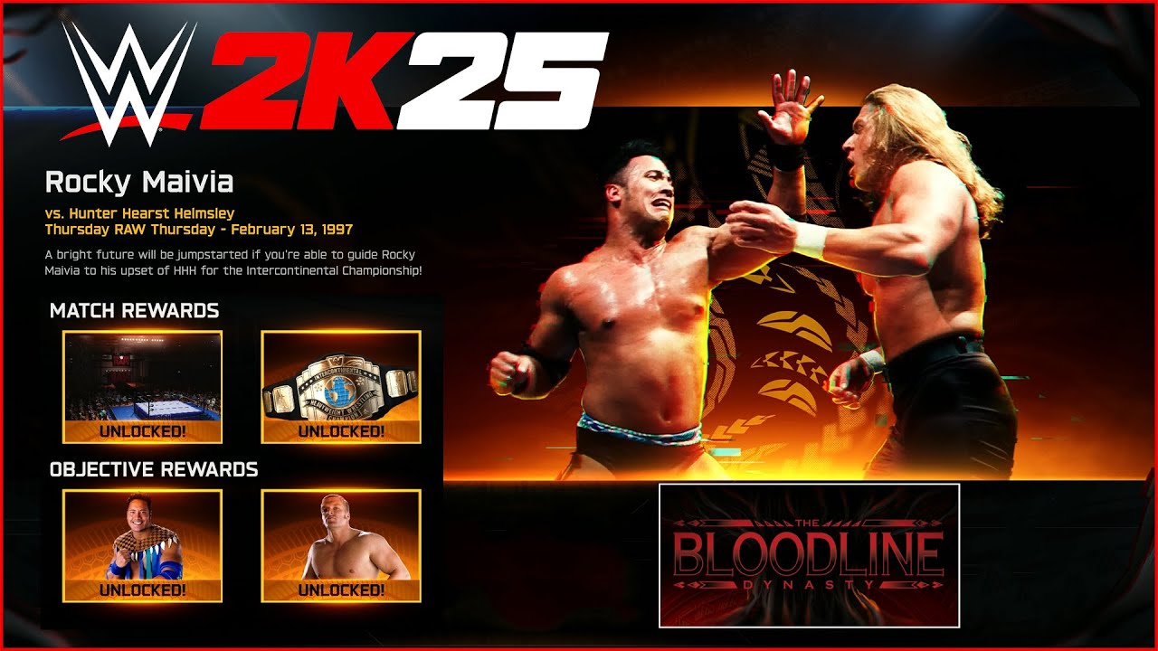 WWE 2K25 Showcase Rocky Maivia vs Hunter Hearst Helmsley (The Bloodline Dynasty)