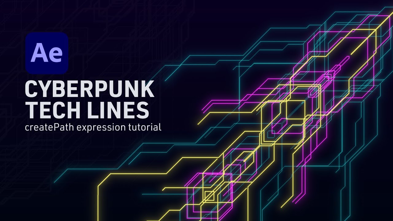 Cyberpunk Tech Lines · After Effects createPath advanced expression tutorial