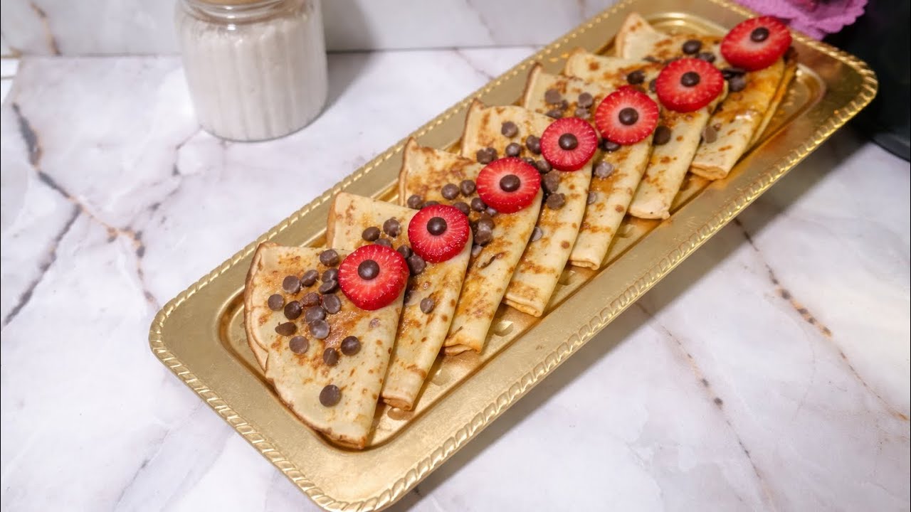 كريب البراليني واللوز المهرمش 🍓🍫 نتيجة رائعة وطعم لذيذ