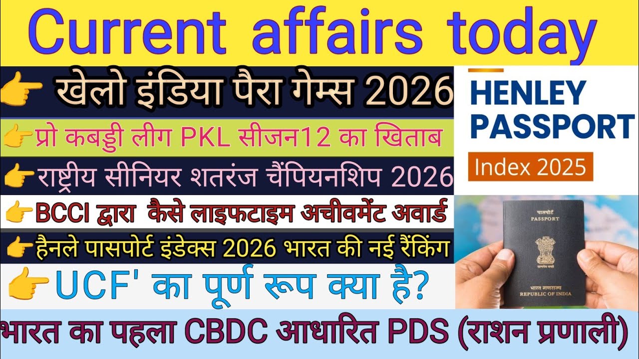 16 February Current Affairs 2026// Daily current affairs Hindi 2026