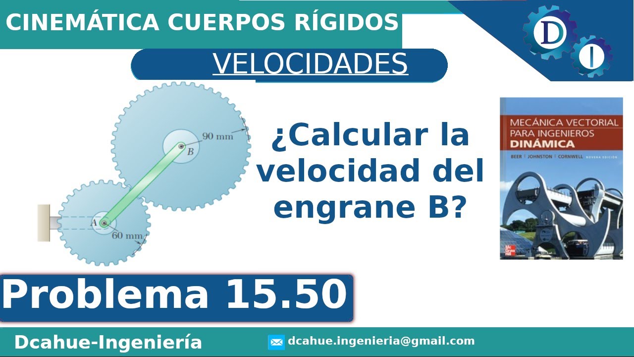 Cinemática de cuerpos rígidos | Velocidades en engrame B | Ejercicio 15.50