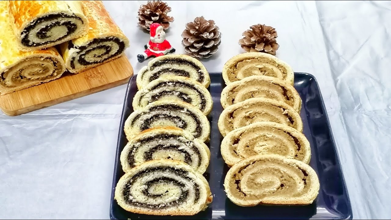 Cozonac unguresc Beigli cu nuca si mac | Hungarian Beigli  Christmas Poppy Seed And Walnut Roll Cake