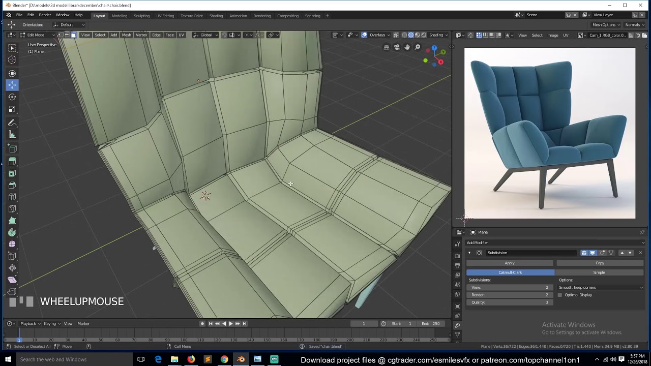 modeling a modern chair in blender 2.8