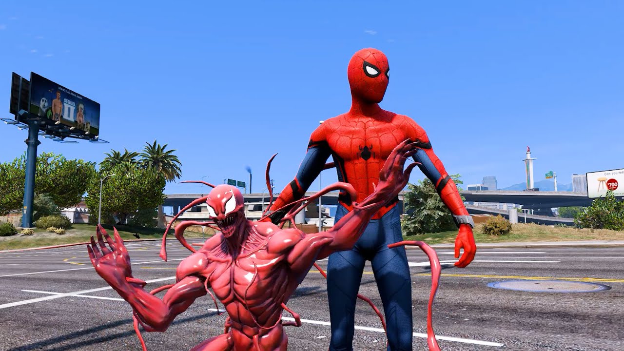 Spider-Man vs Carnage – Brutal Symbiote Battle in GTA 5! 🕷️🔴🔥