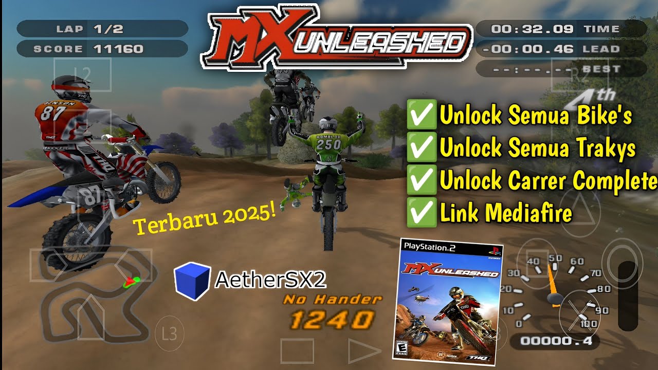 Mantap! Main Game MX Uncleashed PS2 di Aether SX2 Pake Mod Save Data Unlock All Terbaru! Offline