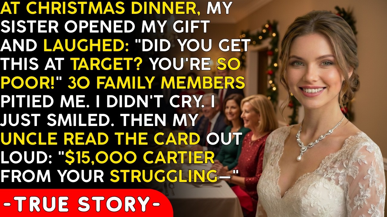 At Christmas Dinner, My Sister Opened My Gift and Laughed—Then My Uncle Read the Card Out Loud