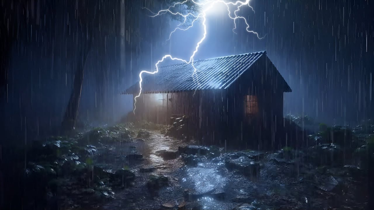 🌧️ Rain Sounds for Sleeping – Cozy Cabin in the Forest on a Rainy Night