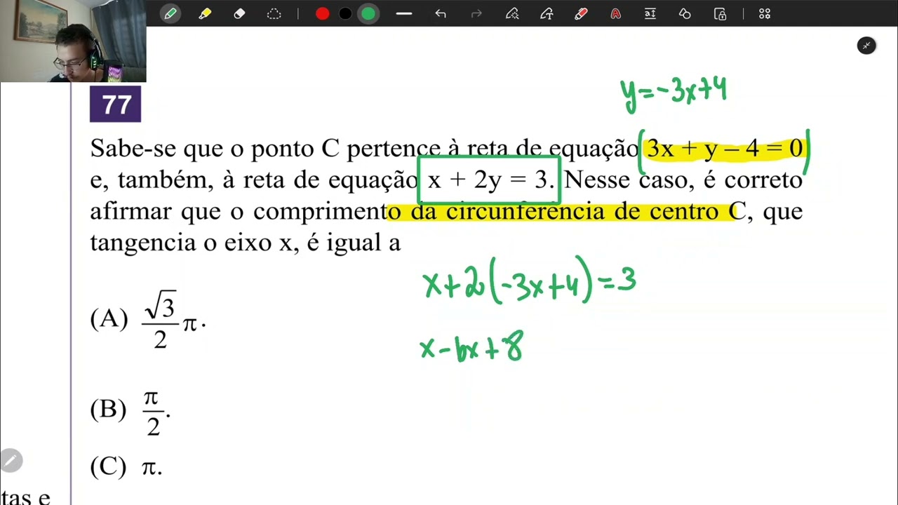 Sabe-se que o ponto C pertence à reta de equação 3x+y -4= 0 e, também... BARRO BRANCO