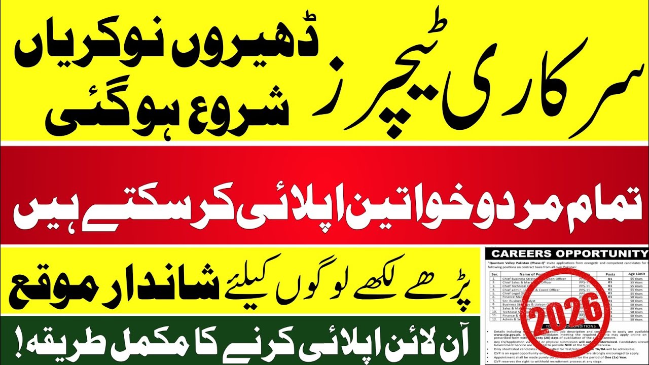 Government Teachers Jobs 2026 | Apply Online | Latest Teaching Jobs Pakistan