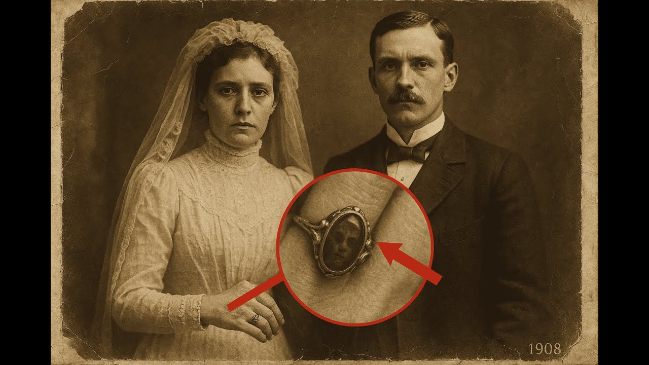 This 1908 Wedding Ring Photo &mdash; When Magnified, Another Face Appears in the Stone