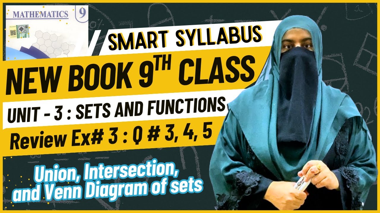 Review Exercise No 3 | Question No 3, 4, 5 | Union, Intersection, Complement, & Venn Diagram of set