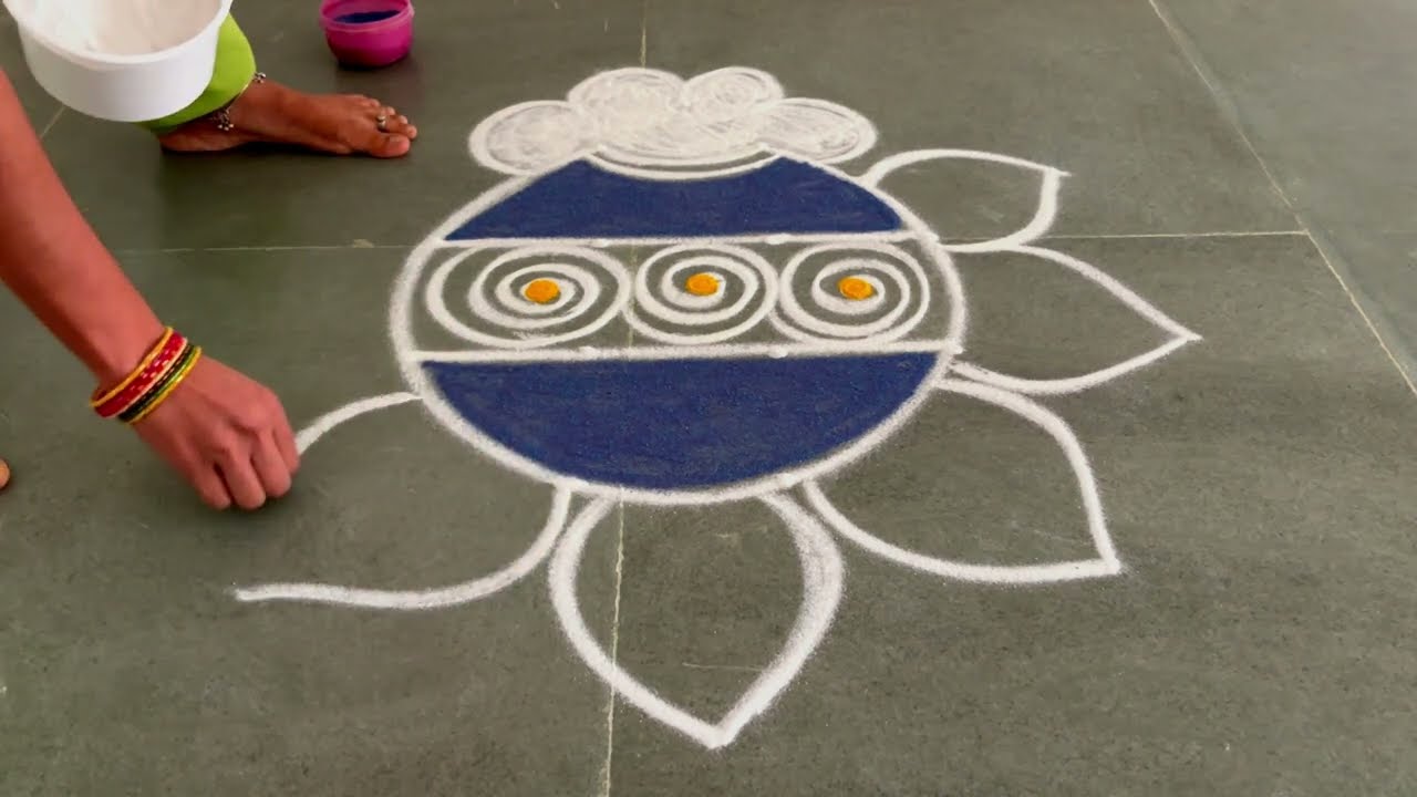 Easy pongal kolam designs| Sankranti muggulu designs| easy rangoli designs| Beginners kolam