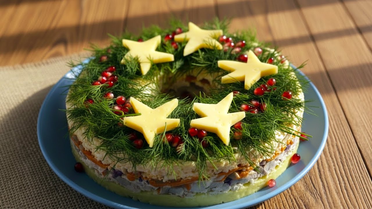 Salat dekoriert wie ein Adventskranz – einfach & festlich