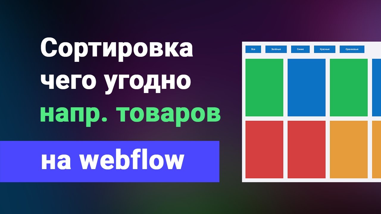 Сортировка товаров (картинок, блоков, текстов и т.д.) по категориям, анимированная, на webflow